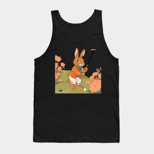 Golfing Rabbit Dad Bunny Lover is a Golfer in the Golf Club Tournament Tank Top